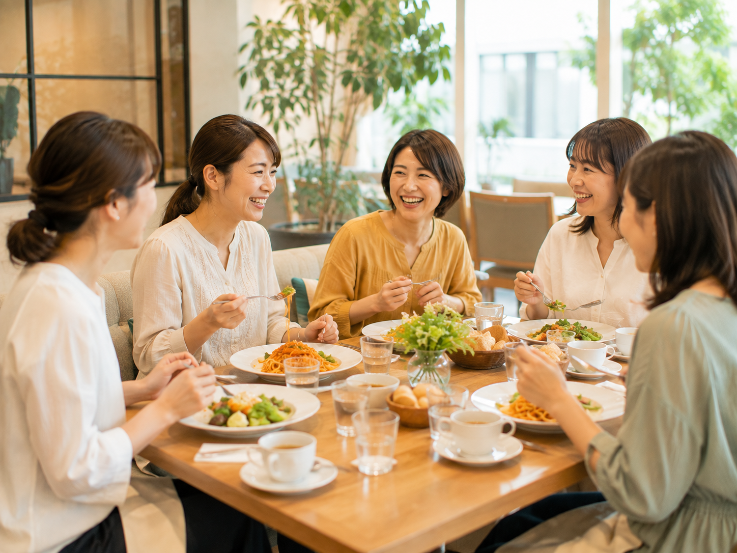 女性たちがおしゃべり会で交流している様子